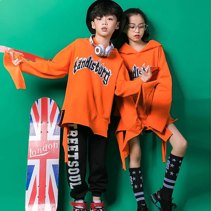 

Kids Boys Ballroom Jazz Hip Hop Dancing 2Pcs Costumes Hoodie Girls Party Stage Clothing Sweatpants Dance wear Suits Outfits