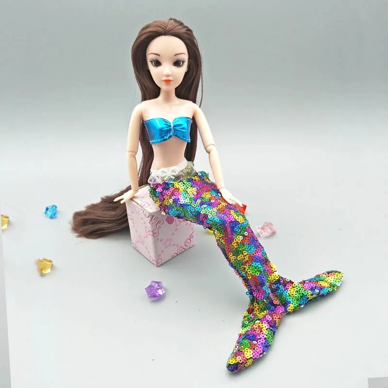 Handmade Dolls Party Dress Gown Skirt Fashion Clothes For Barbie Doll Genuine Mermaid Tail Dress Baby Toy
