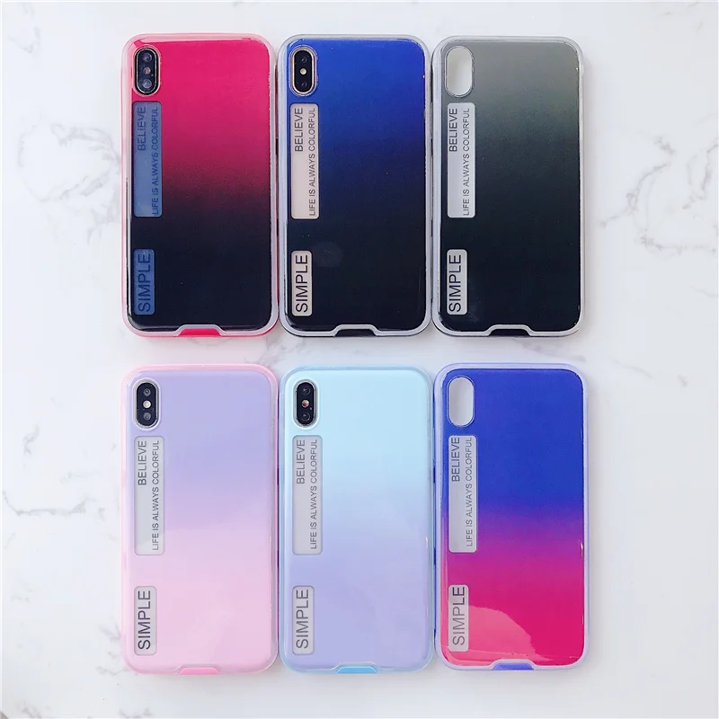 

Luxury Gradient Color Phone Case For iPhone 6 S 6S 7 8 Plus Case PC+TPU Back Cover Case For iPhone X XS MAX XR Fundas Coque