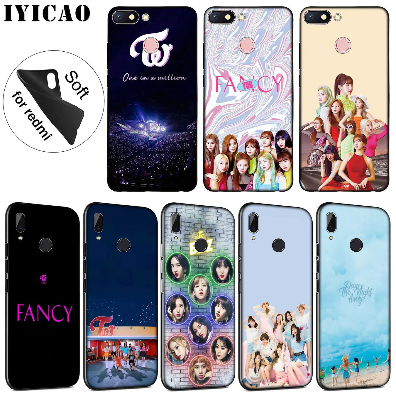 

IYICAO FANCY YOU TWICE Soft Silicone Phone Case for Xiaomi Redmi 6A 5A Note 7 4 4X 5 Plus 6 Pro Black TPU Cover