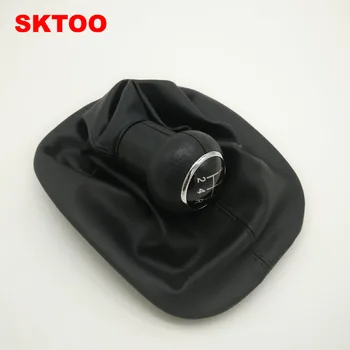 

SKTOO New 5 Speed Gear Shift Collars Knob Cover Replacement Gaitor Boot Black PU Leather for VW Passat B5
