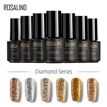 

ROSALIND Gel 1S Black Bottle 7ML Diamond Glitter W01-29 Gel Nail Polish Nail Art UV LED Soak-Off Glitter Platinum Gel Lacquer