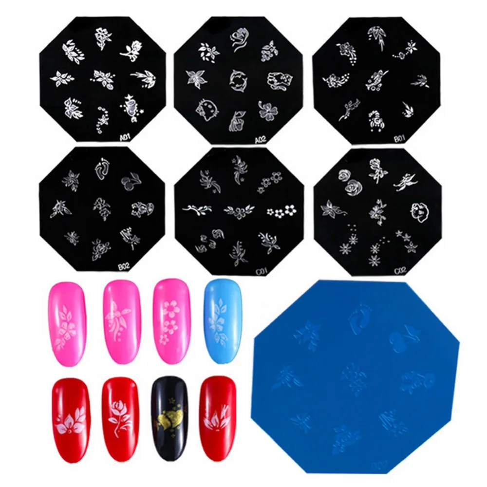 Octagonal Nail Art Stamping Template Image Stamping Plates Manicure