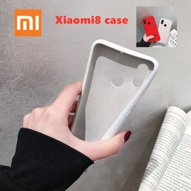 Чехол для Xiaomi Mi 8 с шелковистым мягким сенсорным покрытием жидкий силиконовый