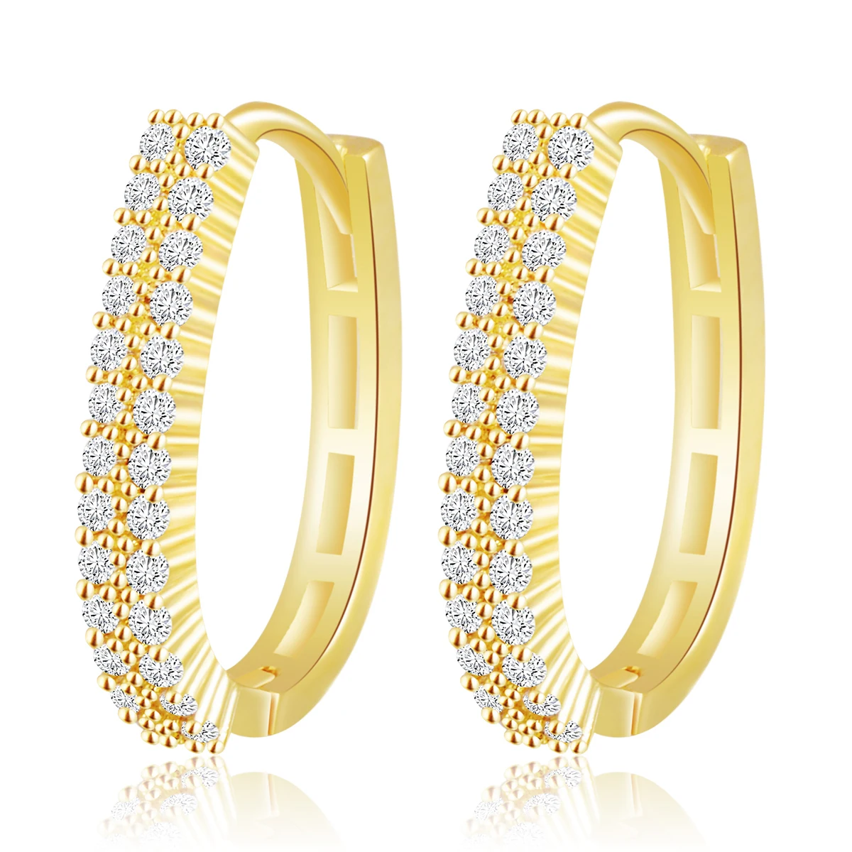 Wedding Crystal Rhinestone Hoop Earring For Women Charm Jewelry Shellhard Female Fashion Gold Color Pierced Earring femme bijoux