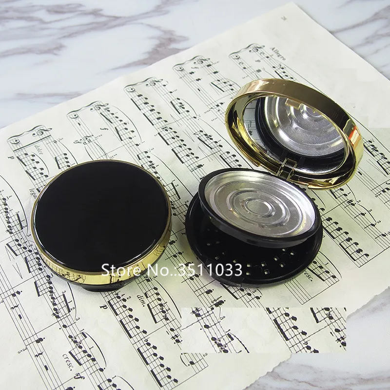 

20PCS Black Wirh Gold Classic High-end Blusher Container Double-layer Plastic Eyeshadow Powder Compact Case With Mirror Plate