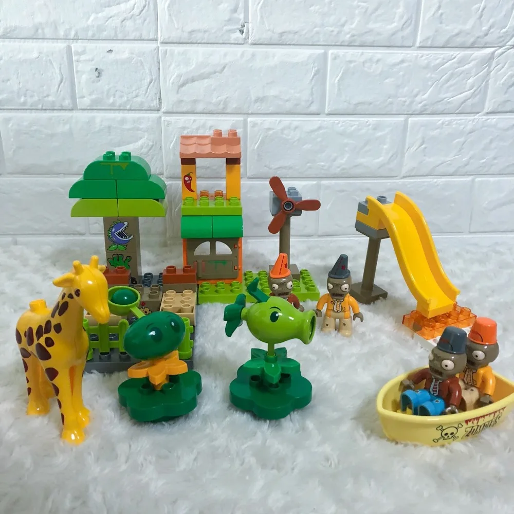

New2 Plants vs. Zombies Set steampunk era Bricks Toy Parts Game Big Size Building Blocks Bricks Compatible With Duplo