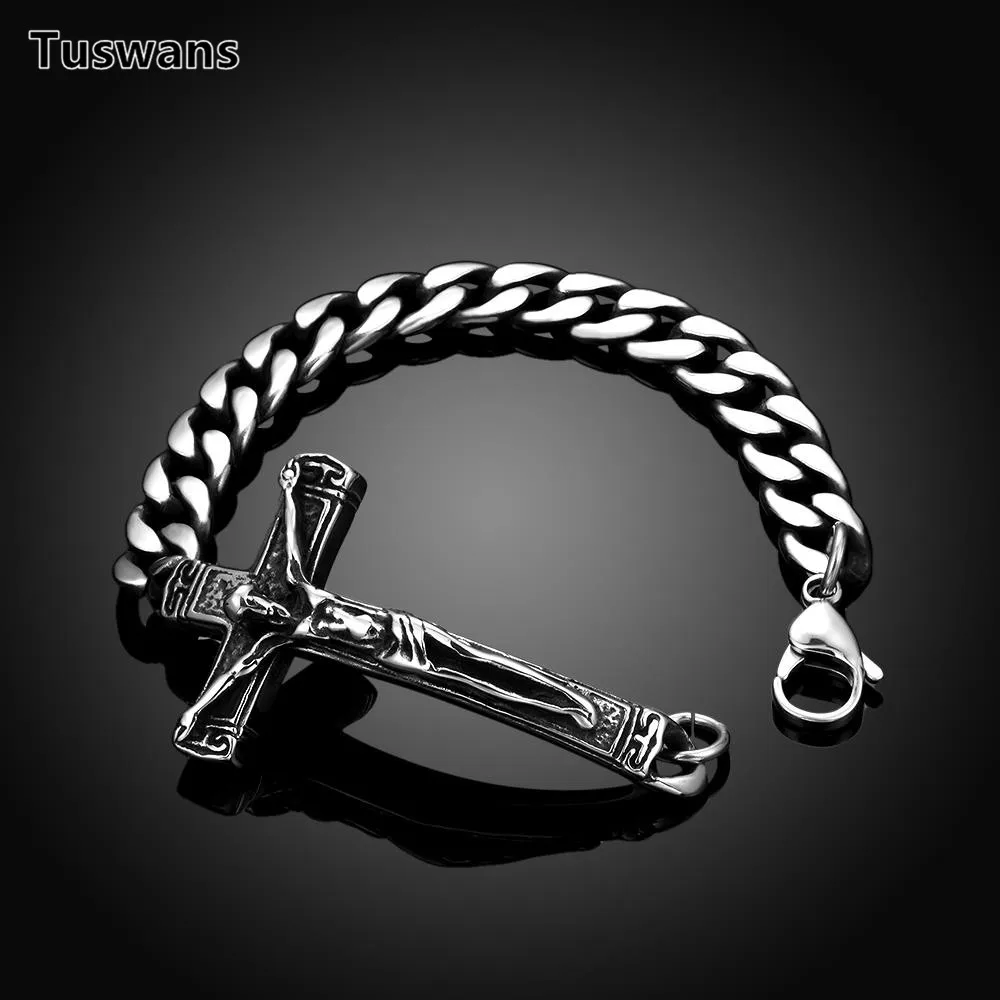 High Quality 100 316l Stainless Steel Crossshape Jesus Bracelets For