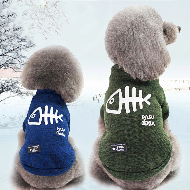 

3 colors pet clothing autumn and winter fashion polyester yarn fish bone sweater comfortable Teddy dog pet clothing 5 size