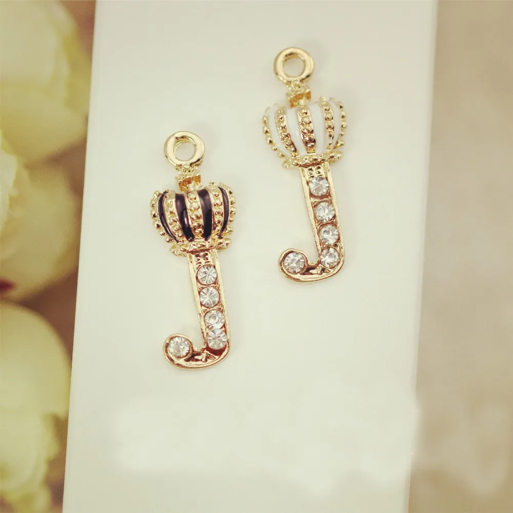 10pcs Fashion Jewelry Metal charms Crown J cute charm Zircon necklaces