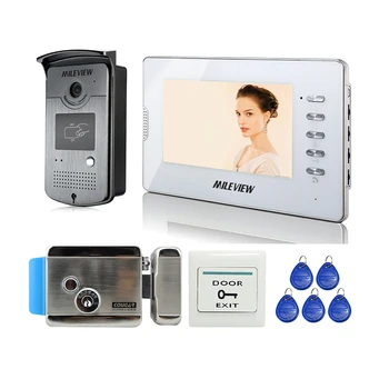 

MILEVIEW New 7 inch Video Door Phone Intercom Kit + 1 White Monitor + RFID Access Camera + Electric Control Lock FREE SHIPPING