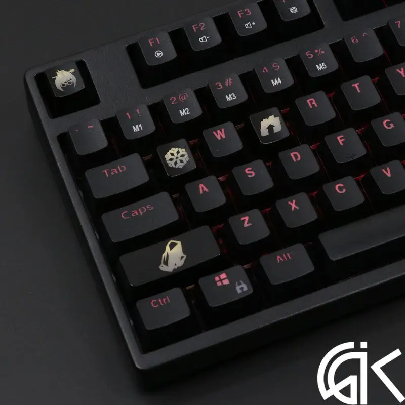 4 шт./компл. keysets подсветка OW ключ Шапки из АБС-пластика с гравировкой клавиши блеск-через для патруля gamer механическая клавиатура ANSI черный