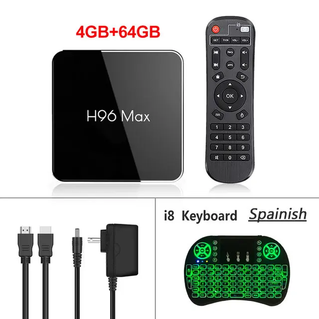 H96 MAX X2 Amlogic S905X2 Android 8,1, 4 Гб оперативной памяти, 32 Гб встроенной памяти, 64 GB Android ТВ коробка 2,4/5,8G WI-FI поддержка 4 K H.265 Мультимедийный проигрыватель с IPTV pk h96MAX - Цвет: 4gb 64gb i8 Spainish