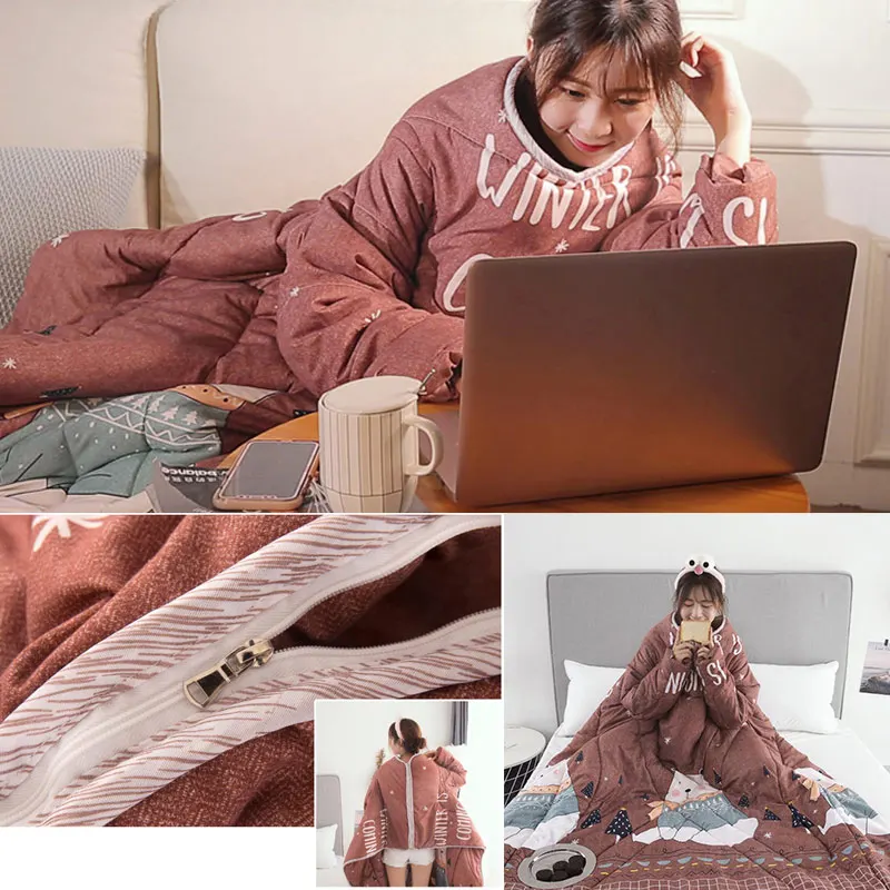 

1 Pcs Lazy Quilt With Sleeves Warm Thicken Blanket Multifunction For Home Winter Nap WXV Sale