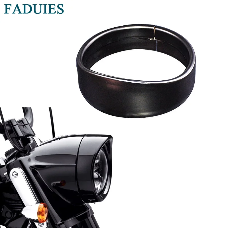 1 FADUIES 5.75 Visor Style Headlamp Trim Ring 69735-05 for Harley Sportster 883 XL883 1200 Low XL1200L Dyna Softail Iron 883 XL (3) - 