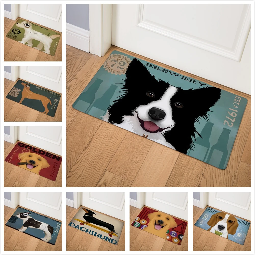 

Cartoon Style Cute Animal Dog Print Doormat Kitchen Carpet Living Room Corridor Entrance Outdoor Carpet Non-slip Floor Mat 75cm