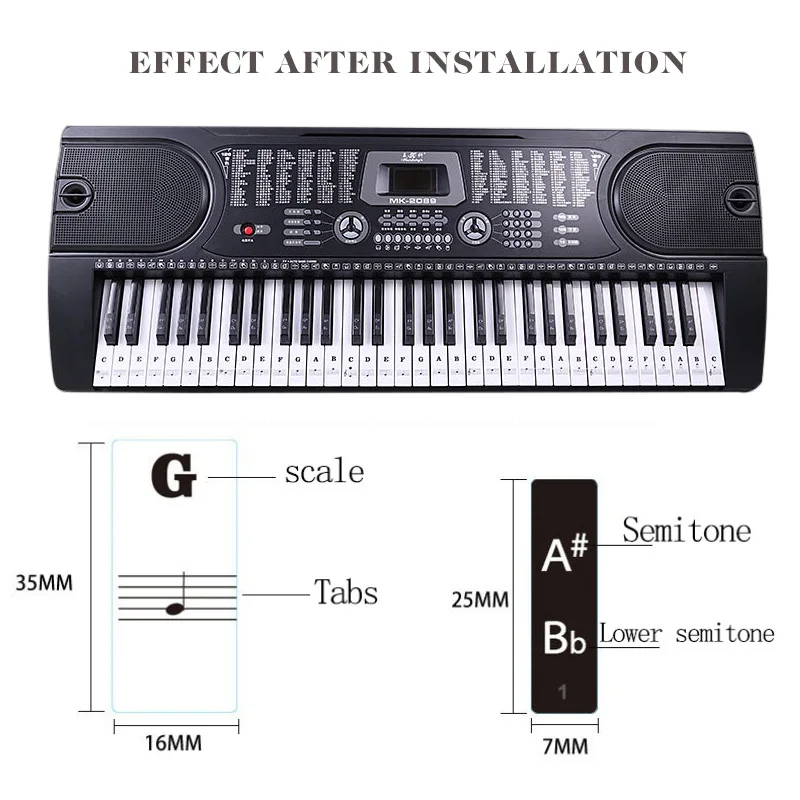 Наклейки для пианино для ключей прозрачные съемные наклейки для детей и начинающих фортепиано клавиатура полный набор для 49/61/88 клавиатуры