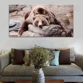 

Large Panoramic Animal Posters and Prints Lazy Bear Family Landscape Picture for Hallway Vestibule Kitchen Wall Decor Dropship