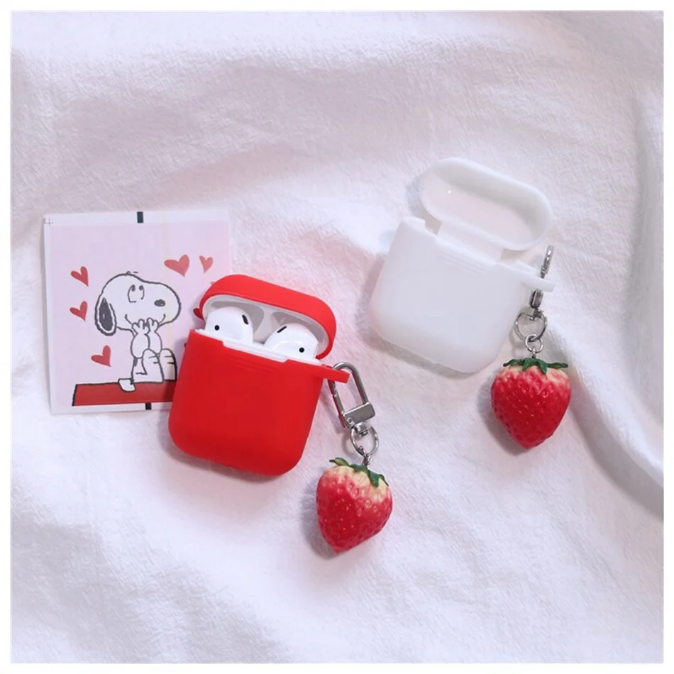 

For AirPods Case Cute Fruit Accessories Earphone Cases For Apple Airpods 2 Protect Cover with Strawberry Pendant
