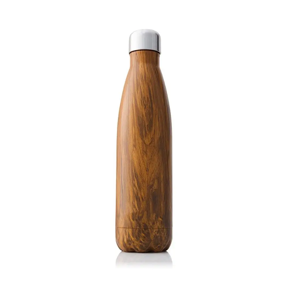 

500ml Wood Grain Thermos Bottle Double-Wall Stainless Steel Vacuum Flask Portable Travel Insulated Beer Cola Chilly Bottle