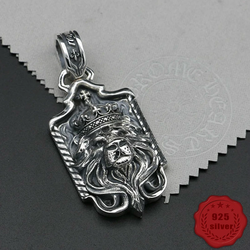 

925 sterling silver pendant personality fashion retro punk style engraving lion style domineering jewelry tag 2018 new hot sale