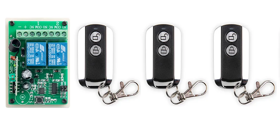 

Universal DC12V 2CH 10A Wireless Remote Control Switch System 1pcs Receiver & 3pcs 2 Keys metal waterproof Remote