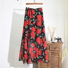 Лолита Хан издание шифон, высокая талия юбки "рыбий хвост" весна/лето печатных культивировать мораль бюст миди женский