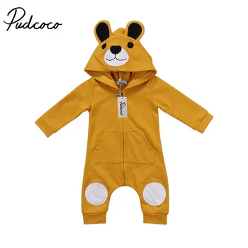 

Lovely Newborn Baby Boy Girl Clothes Long Sleeve Zipper 3D Ear Cartoon Outfit Kids Baby Romper Jumpsuit Warm Hooded Clothes