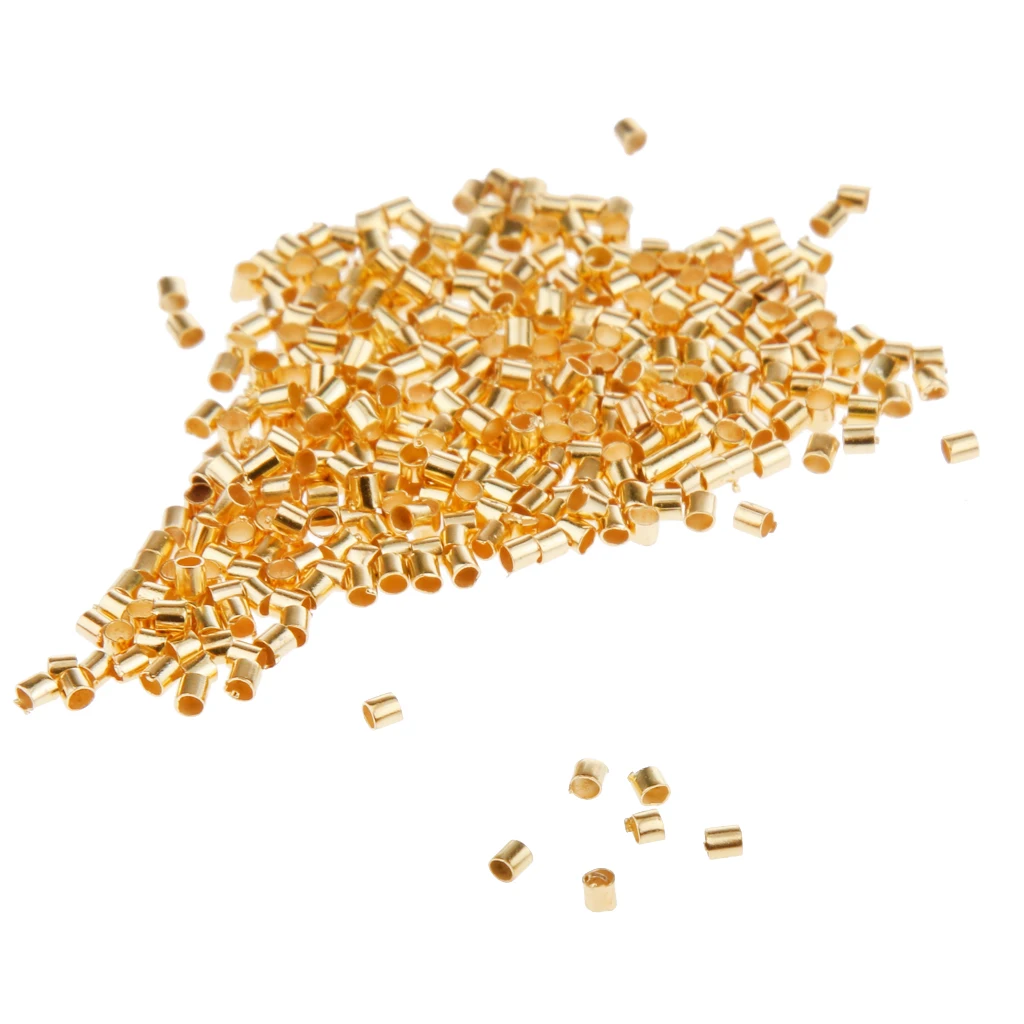 Lot 1200pcs 1.5mm Tube Crimp End Spacer Beads Cord Jewelry Finding DIY
