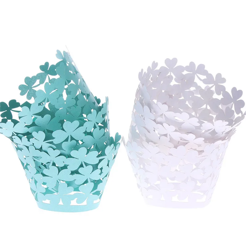 

12Pcs/Set Clover Design Vine Lace Laser Cut Cupcake Wrapper Liner Baking Cup Hollow Paper Cake Cup DIY Baking Fondant Cupcake