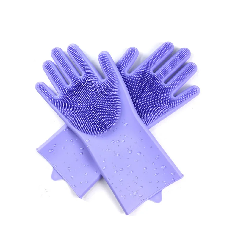 

Magic Reusable Silicone Cleaning Gloves Dishwashing Scrubber Heat Resistant Scrubbing Sponge Bristles for Washing Dish Kitchen