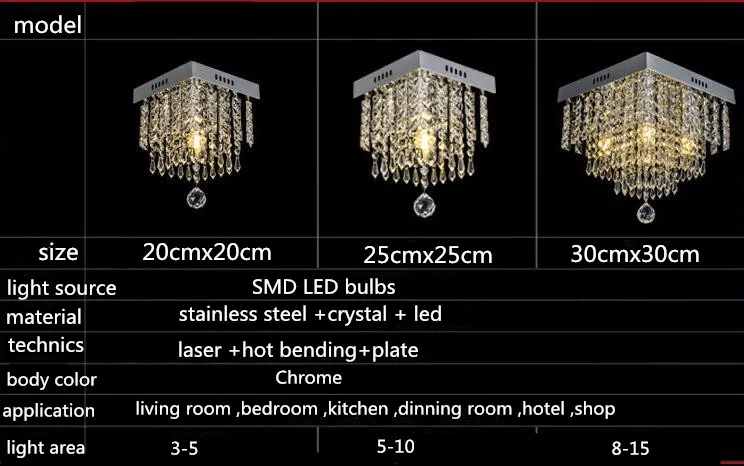 Lustres de Cristal Conduziu a Iluminação Lustre para Sala Lâmpada do Teto Moderna Quadrado Lâmpadas Estar Cristal Luminária Led 2 quadrado lâmpadas led lustre para sala estar