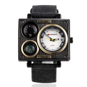 

SHIWEIBAO Men Gentlemen Compass Temperature Measurement Personality Quartz Wristwatch Fashion Leather Waterproof Male Watches