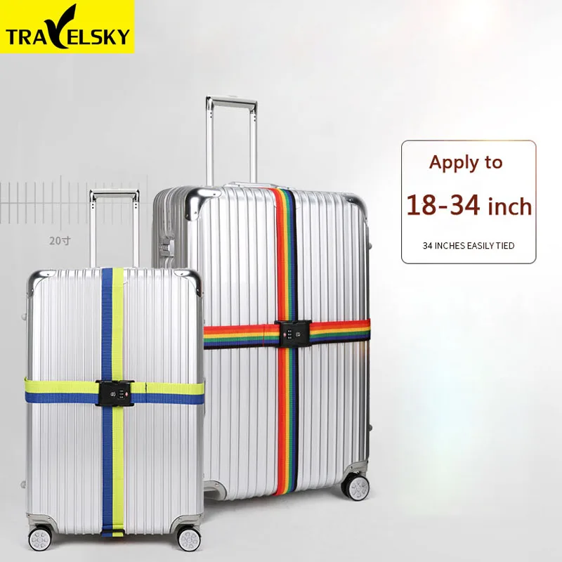 Travelsky New TSA Travel Luggage Strap Adjustable Lengthened Suitcase Cross Belt TSA/Password Lock Buckle Strap/Baggage Belts 