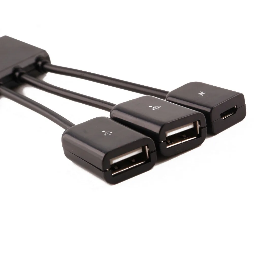 3 в 1 Micro USB концентратор для мужчин и женщин двойной USB 2,0 хост OTG Кабельный адаптер-переходник удлинитель универсальный для мобильных телефонов