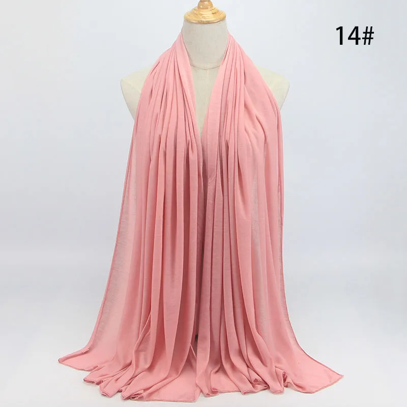 COLOR 14 dark pink Мусульманский хиджаб исламский женский мусульманский хиджаб шарф Эластичный Джерси-шарф хлопок мягкие шали простые шарфы - Цвет: COLOR 14 dark pink