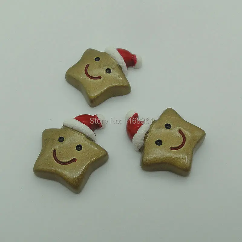 1pcs/lot resin flat back Christmas hat star 37mm Cabochons Scrapbooking Hair Bow Center DIY Christmas decration C101-9