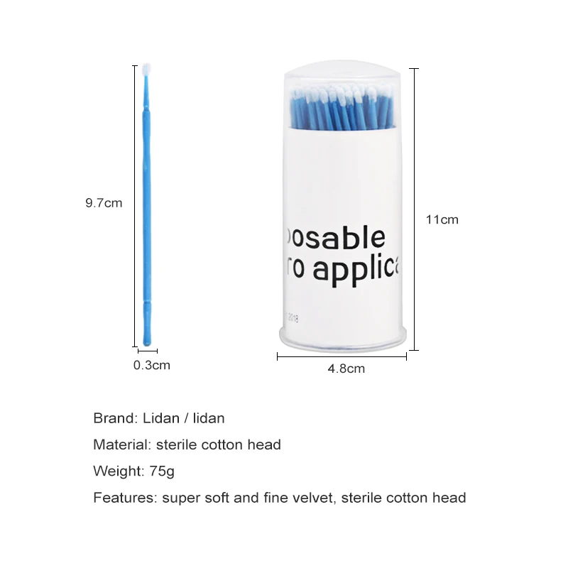 100Pcs/box Cotton Swab Individual Eyelash Grafting Extension Kit Lash Cleaning Removing Stick Durable Micro Makeup Tool