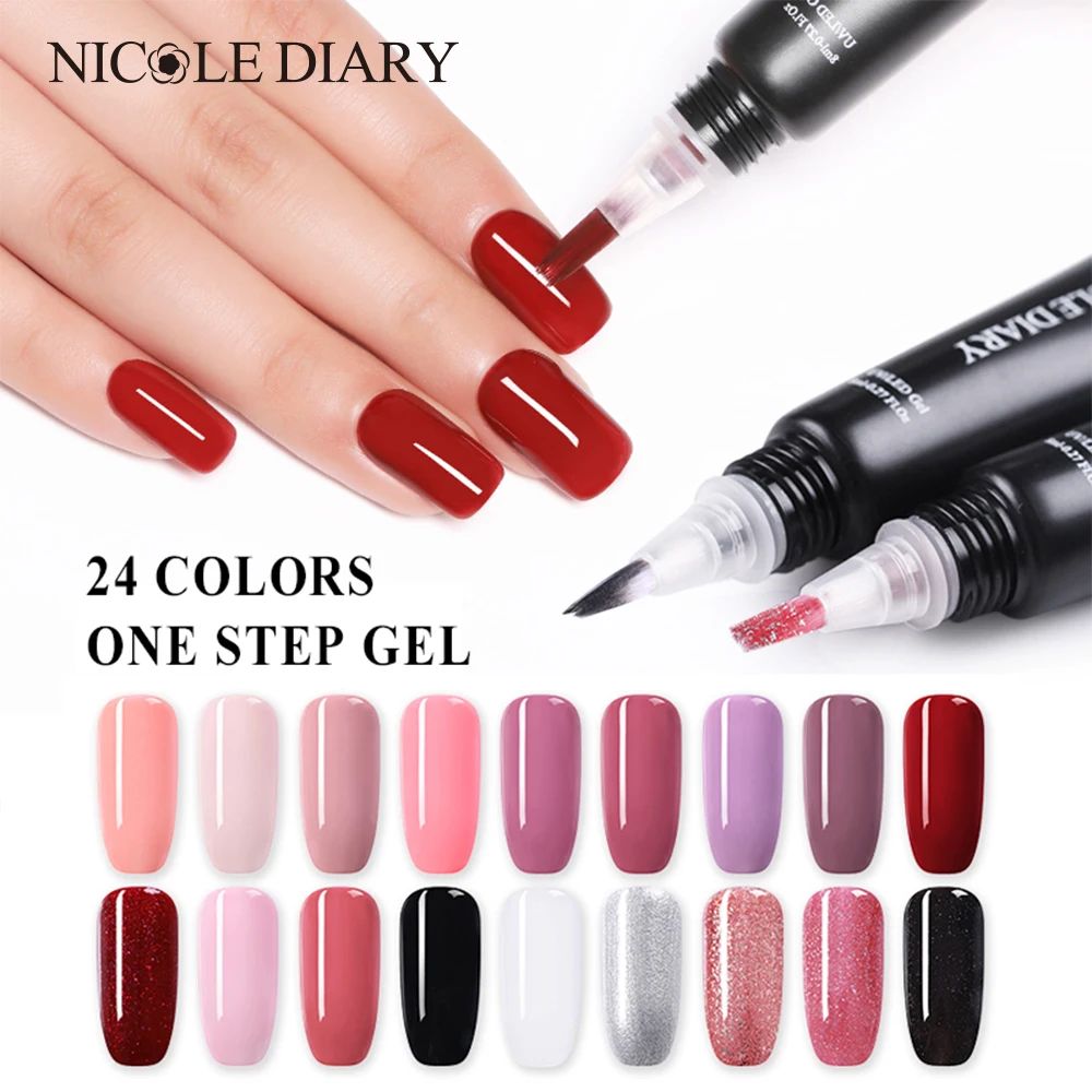 

NICOLE DIARY 3 In 1 One Step Nail Gel Polish Nail Pen Long-lasting LED UV Lamp Lacquer Varnish no Base Top Coat Nail Gel