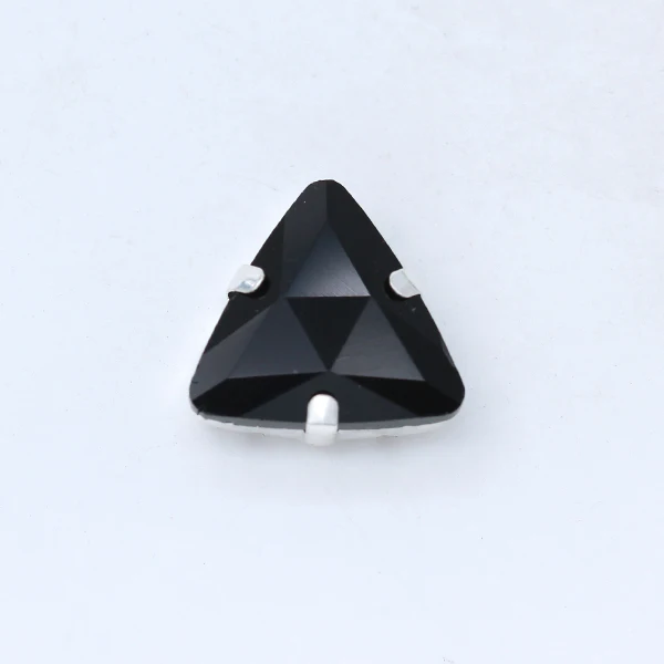 20p 10 мм треугольный стеклянный камень с серебряной установкой плоские с оборота Стразы для рукоделия обуви, сумки, свадебного платья - Цвет: black