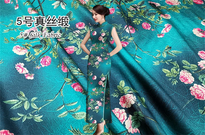 Silk Dress Fabric Inkjet Print Stretch Satin Fabrics Fashion Design tissu DIY telas Chinese Mulberry material | Дом и сад