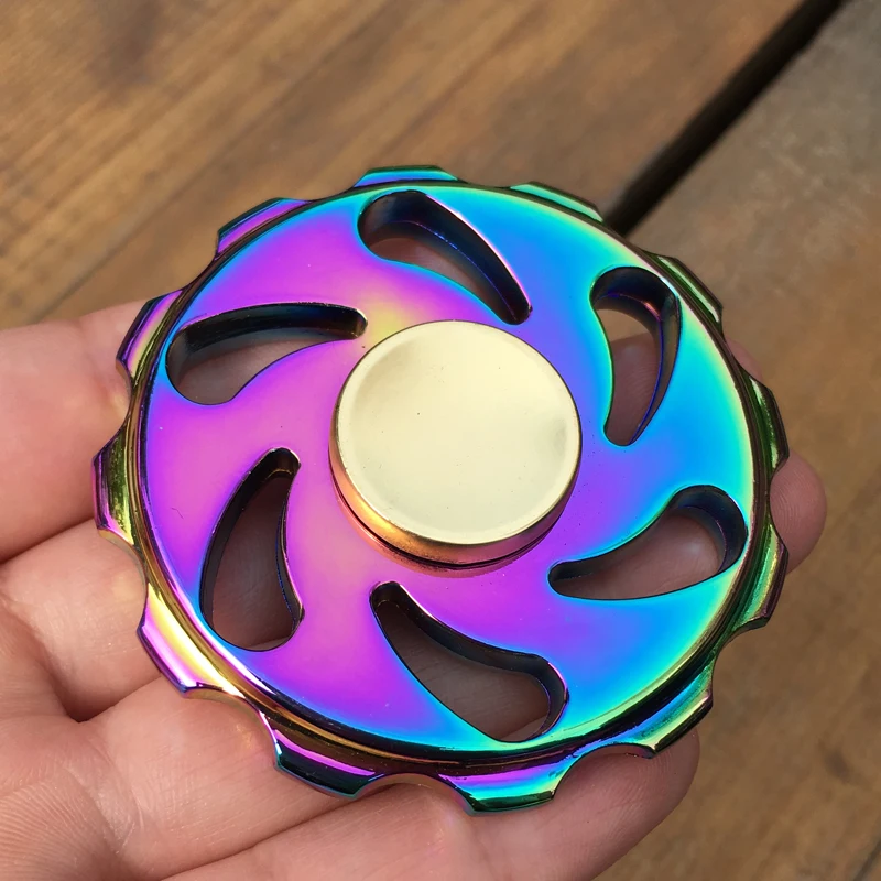 

New Colorful Rainbow Hollow Round EDC Fidget Spinner Metal Finger Toy Hand Spinner for ADHD Relieve Anxiety Desk Toys Kids Gift