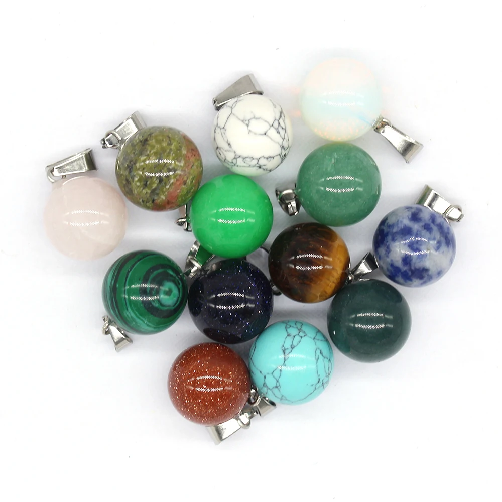

NoEnName_Null 2018 50pcs/lot fashion bestselling assorted natural stone round ball shape charms pendants fit necklace