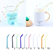 18 см Экологичная многоразовая соломинка для напитков из боросиликатного стекла соломинки Изогнутая Стеклянная соломинка с чистящей щеткой