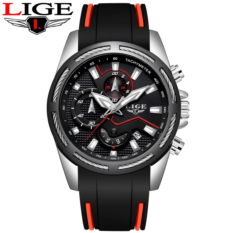  Relogio Masculino LIGE New Sport Watch Men Fashion Brand Luxury Waterproof Military Mens Wristwatch