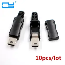 10 шт. DIY Mini USB 5 Pin T Порты и разъёмы штекер разъем Пластик чехол для DIY Dropshipping Лидер продаж SDA кабеля для передачи данных провода линии