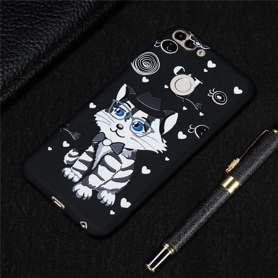 Умный чехол для huawei P Smart fig lx1 силиконовый 5 65 дюйма с рисунком кошки собаки и Луны