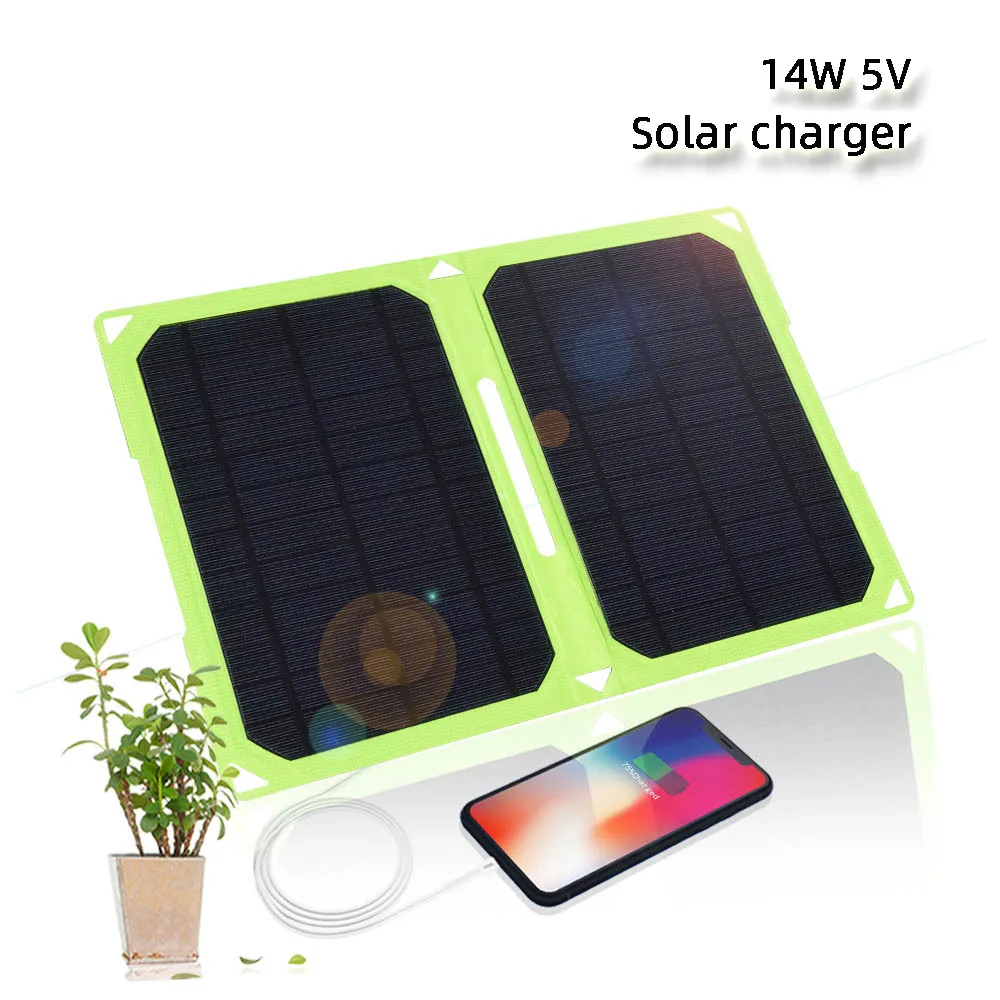 Balaike солнечная батарея Зарядное устройство четырех цветов 14W 5V Солнечная складное зарядное устройство для мобильных устройств Мощность содержат 2 шт. Панелей для мобильного телефона - Цвет: Green