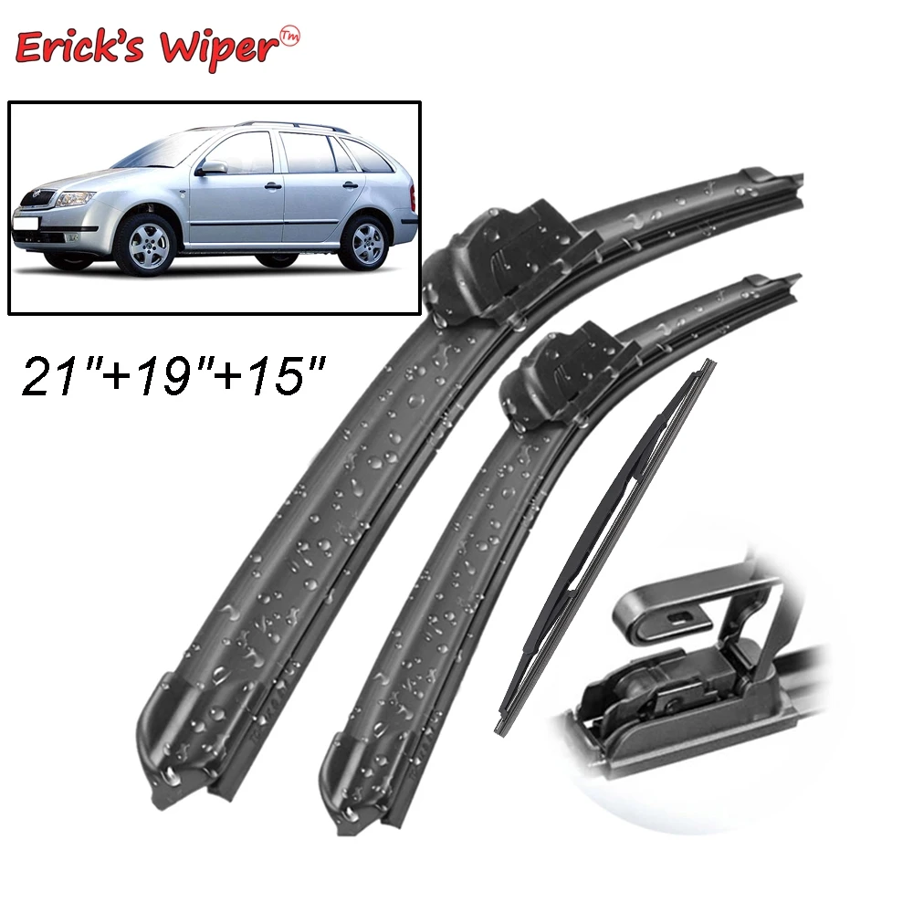 

Erick's Wiper Front & Rear Wiper Blades Set Kit For Skoda Fabia 6Y Hatchback Estate 1999 - 2007 Windshield Windscreen 21"19"15"