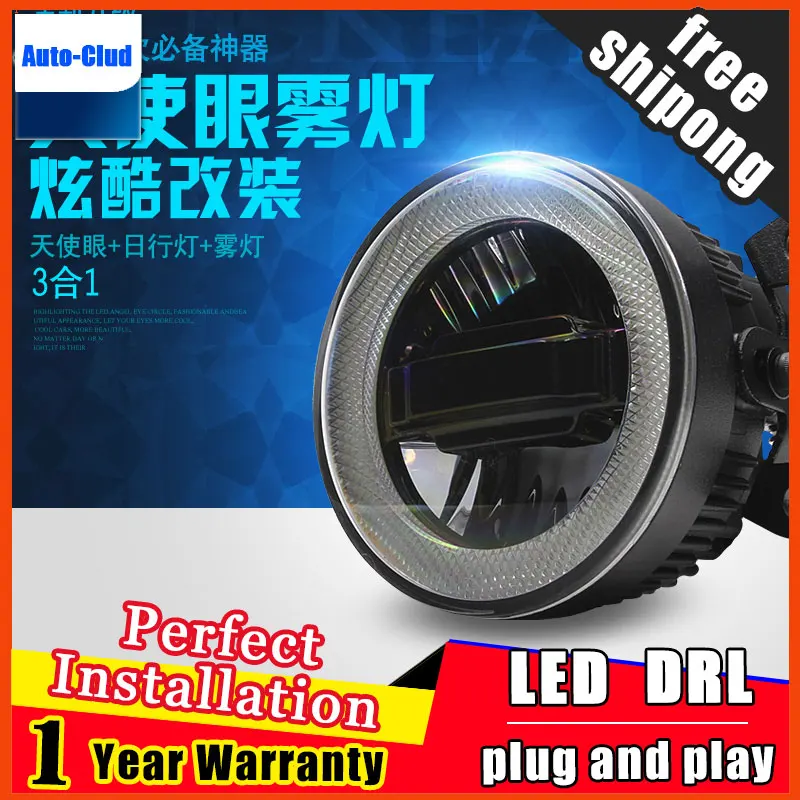 

Car Styling Daytime Running Light for RENO SX4 LED Fog Light Auto Angel Eye Fog Lamp LED DRL 3 function model free shipping